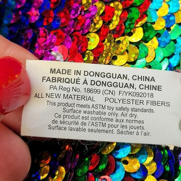 Shimmeez Maggie Unicorn Rainbow Reversible Sequin Plush Beverly Hills Teddy Bear - Picture 6 of 7